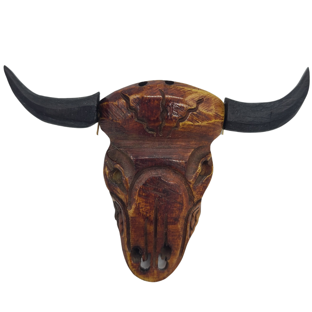 Buffalo Horn Skull Antiqued