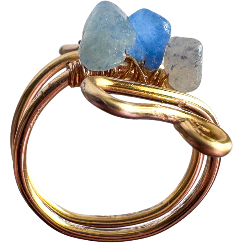 3-Stone Blue Onyx Ring
