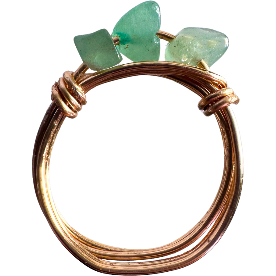 3-Stone Green Aventurine Ring