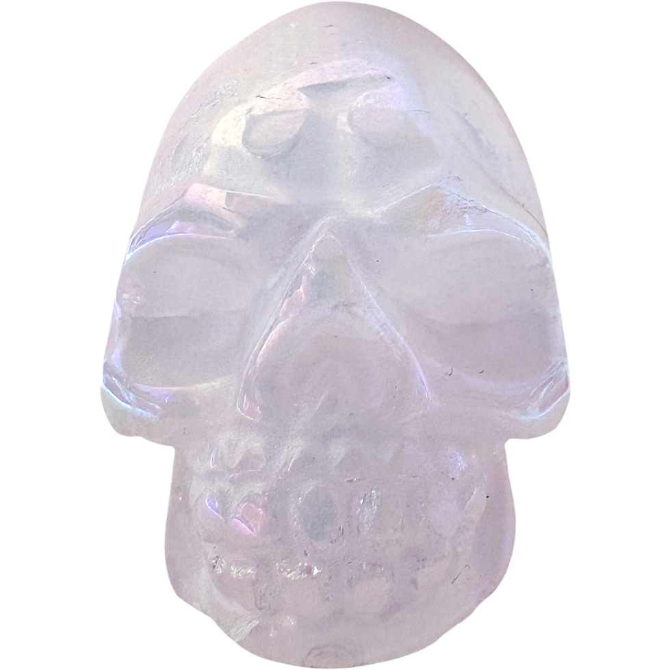 Clear Quartz Aura Human Skull