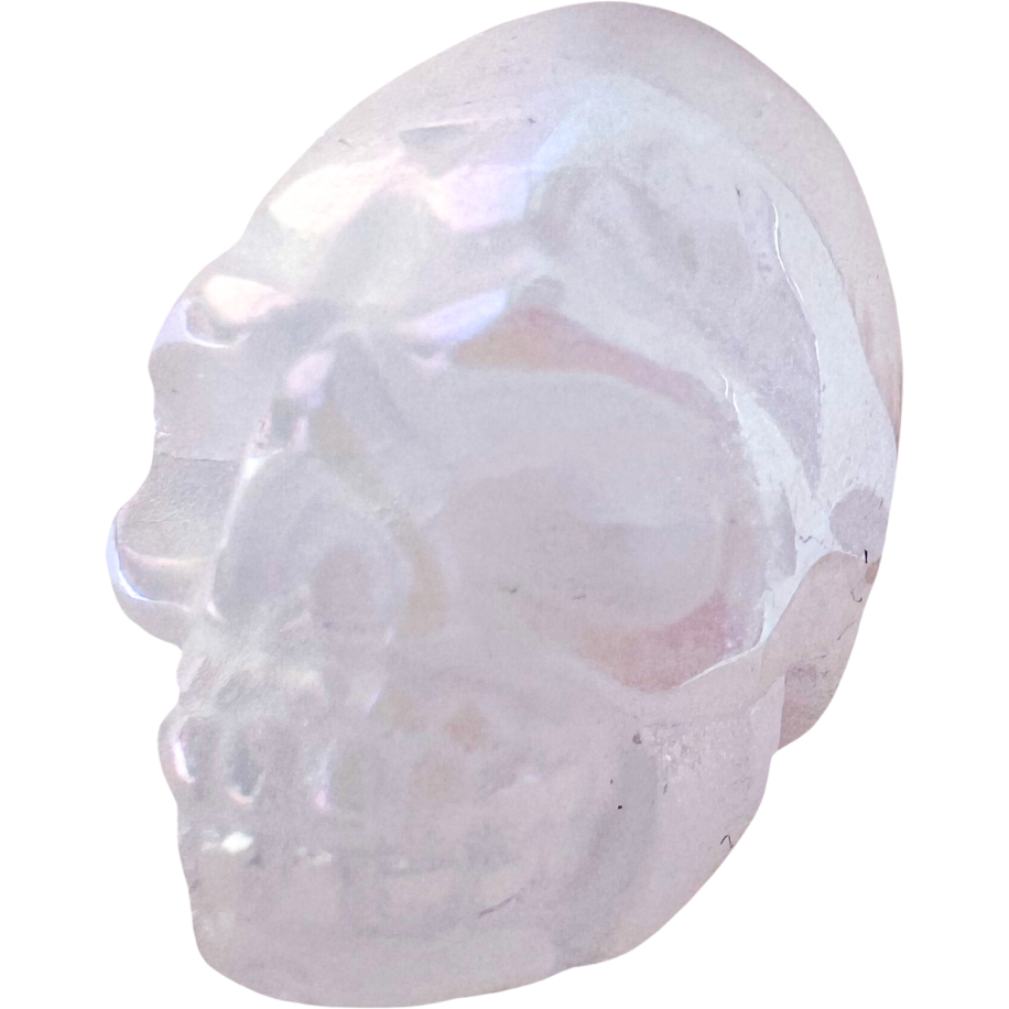 Clear Quartz Aura Human Skull