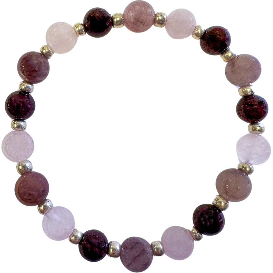 Berry Quartz, Rose Quartz & Garnet Crystal Bracelet