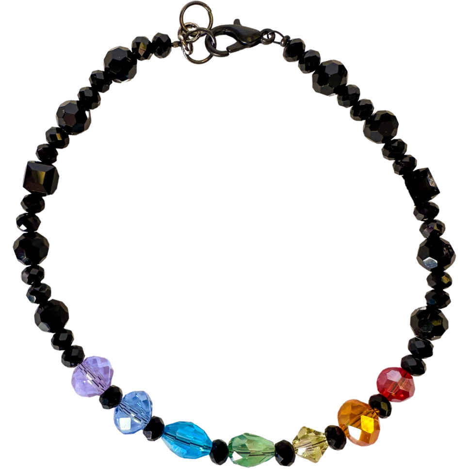 Chakra Gems with Black Beads Bracelet