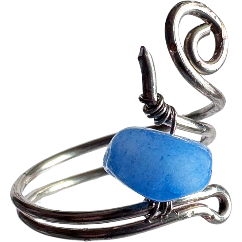 Silver Swirl Blue Onyx Ring