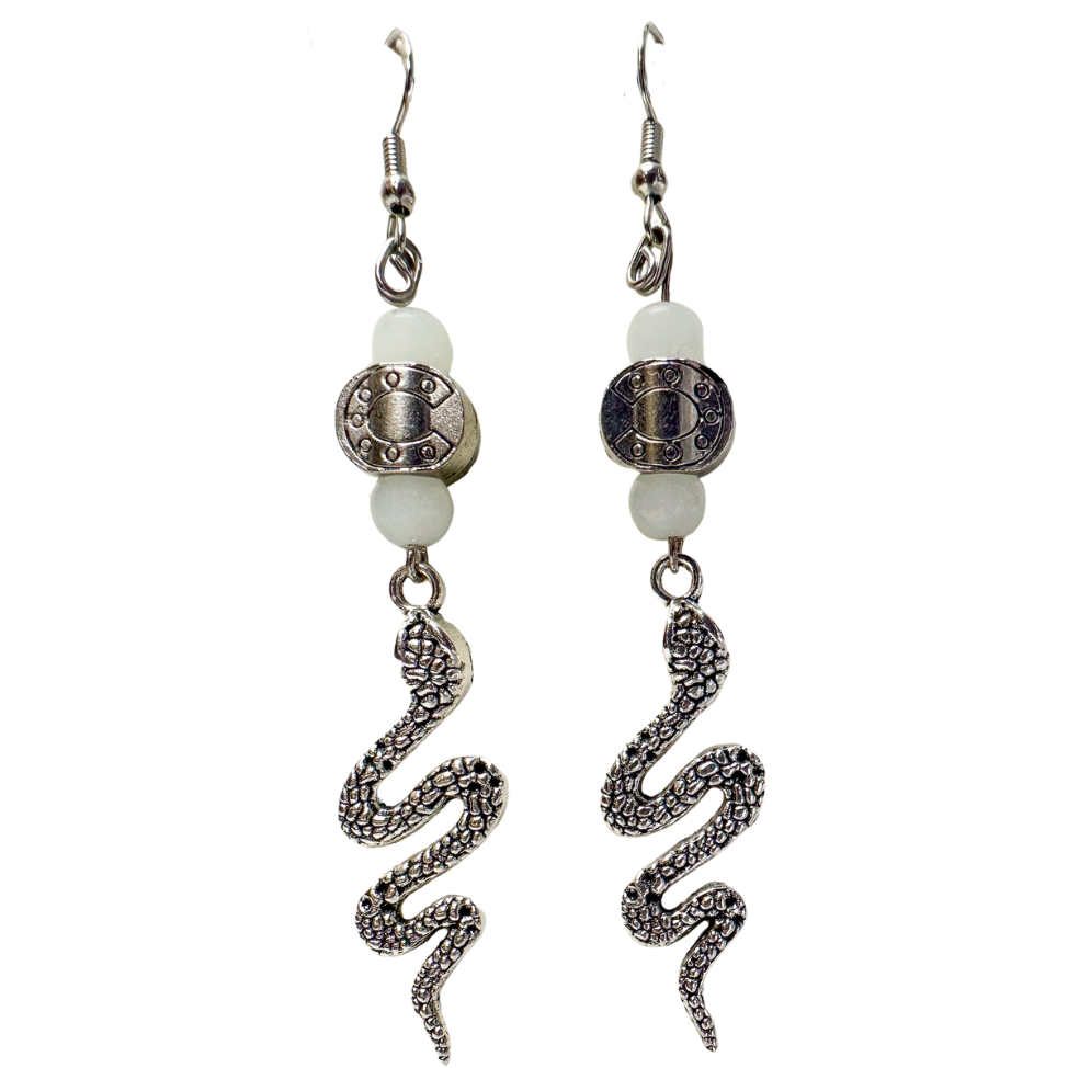 Moonstone and Serpent Earrings