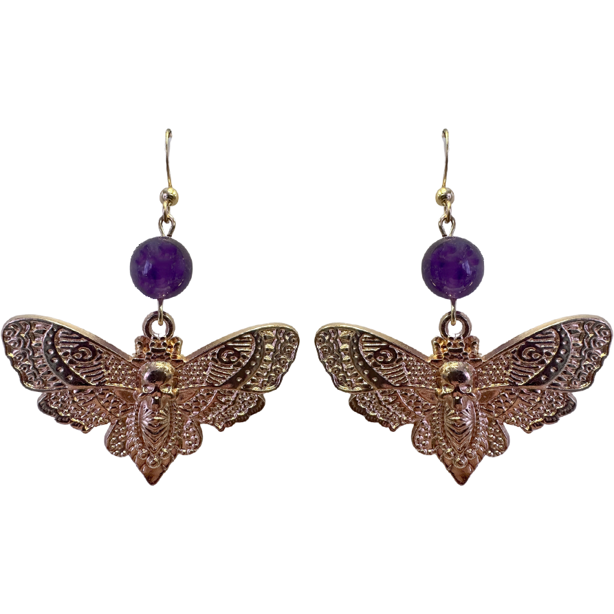 Super Seven Gold Moth Earrings