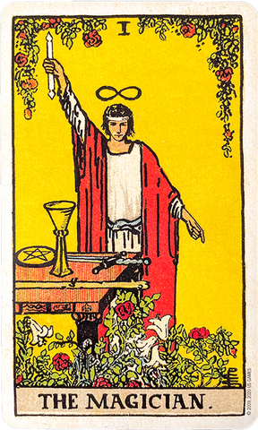 The traditional Rider-Waite The Magician tarot card.